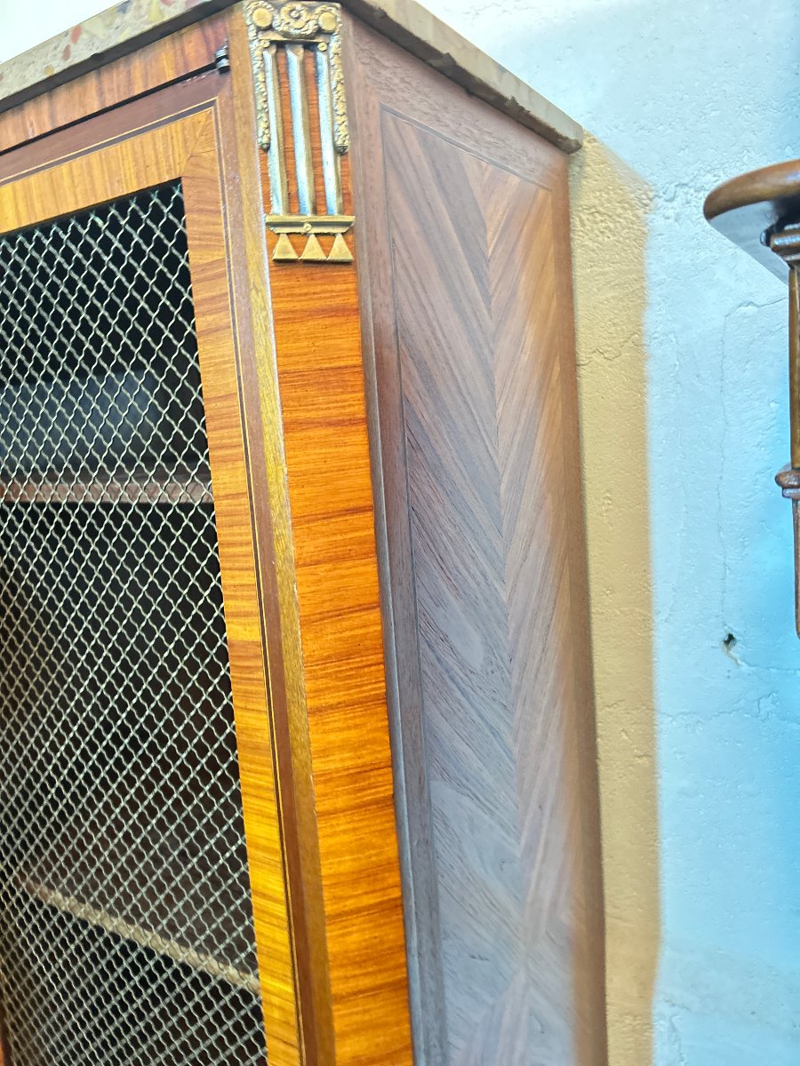 Small Inlaid Bookcase, Lattice Doors, Transition Style Lxv-lxvi-photo-3