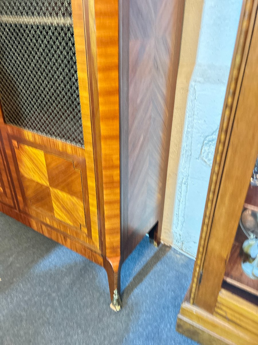 Small Inlaid Bookcase, Lattice Doors, Transition Style Lxv-lxvi-photo-3