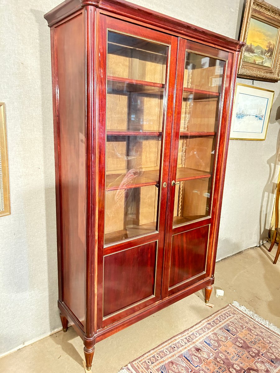 Louis XVI-style Two-door Mahogany Bookcase-photo-3