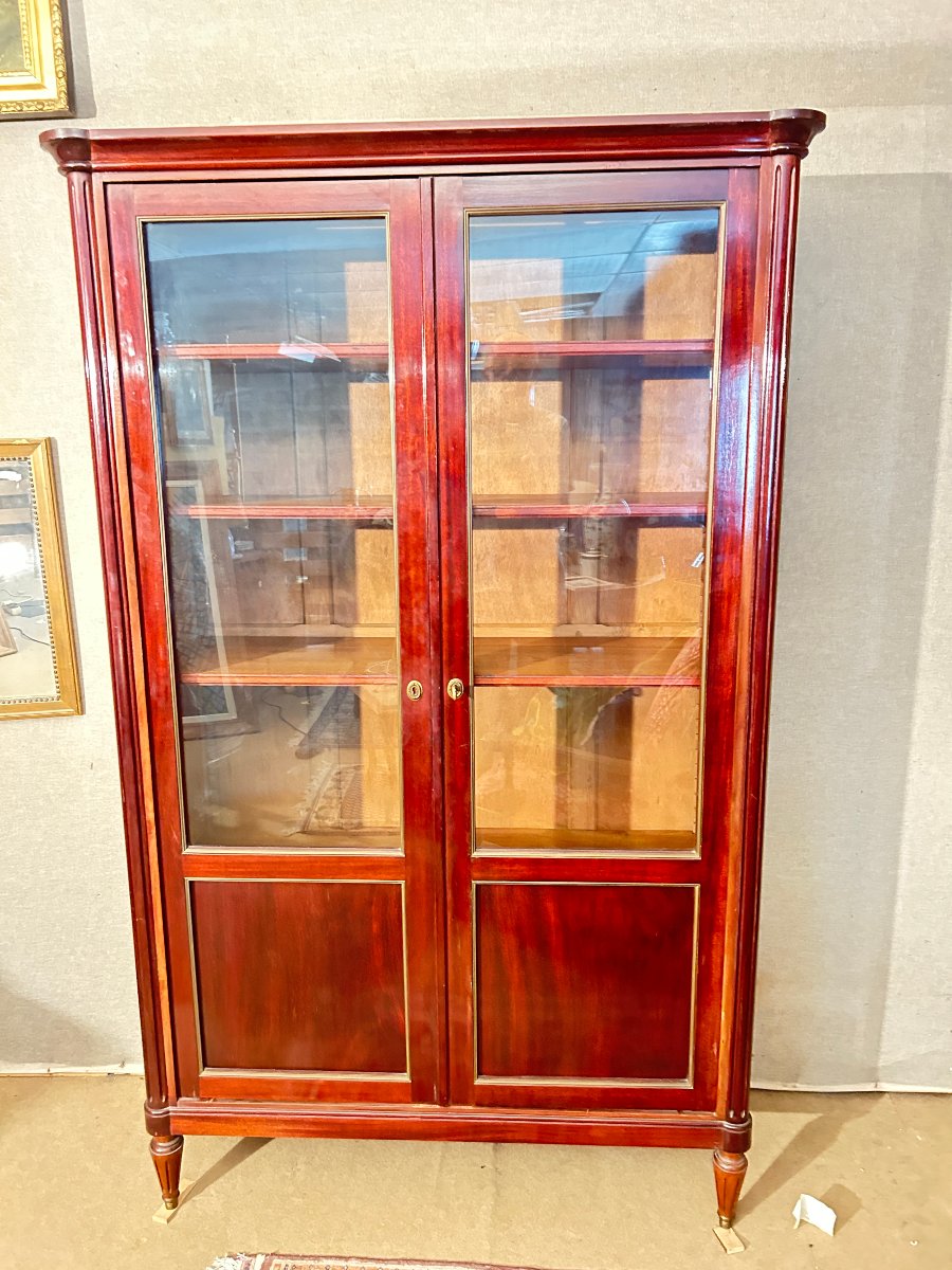 Louis XVI-style Two-door Mahogany Bookcase-photo-5