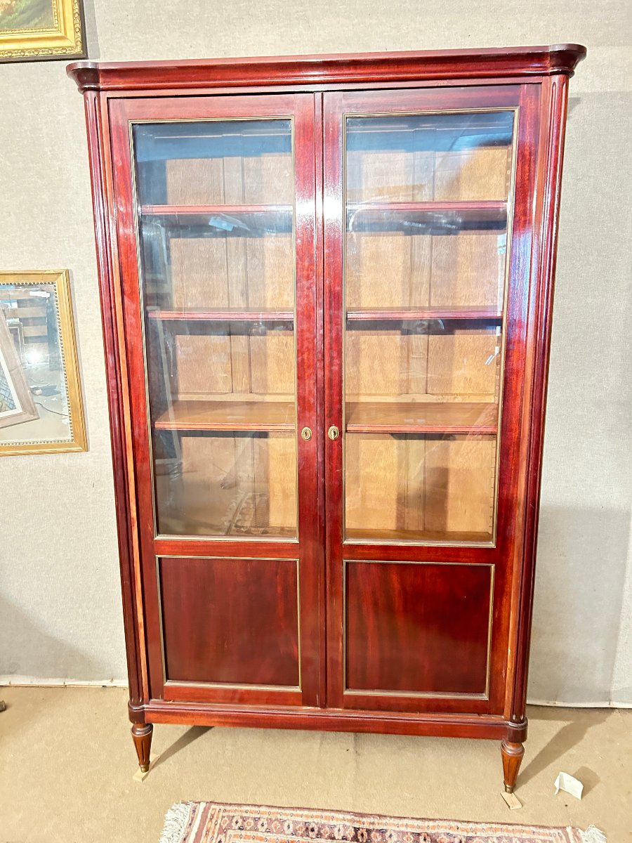 Louis XVI-style Two-door Mahogany Bookcase