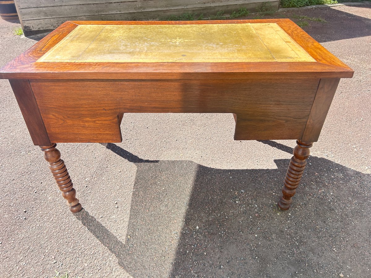 Flat-top Desk In The Louis Philippe Style, Made Of Walnut-photo-2