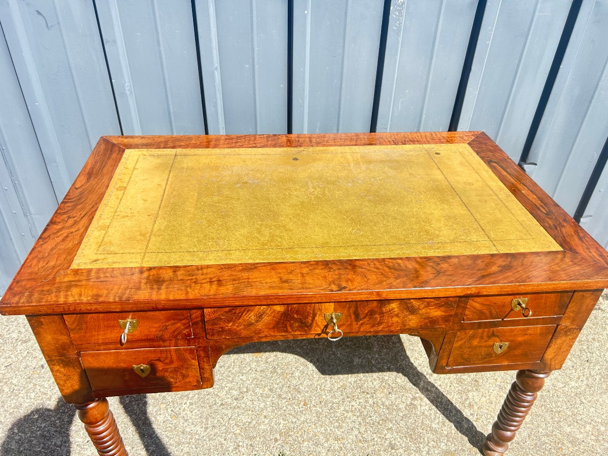Flat-top Desk In The Louis Philippe Style, Made Of Walnut-photo-7