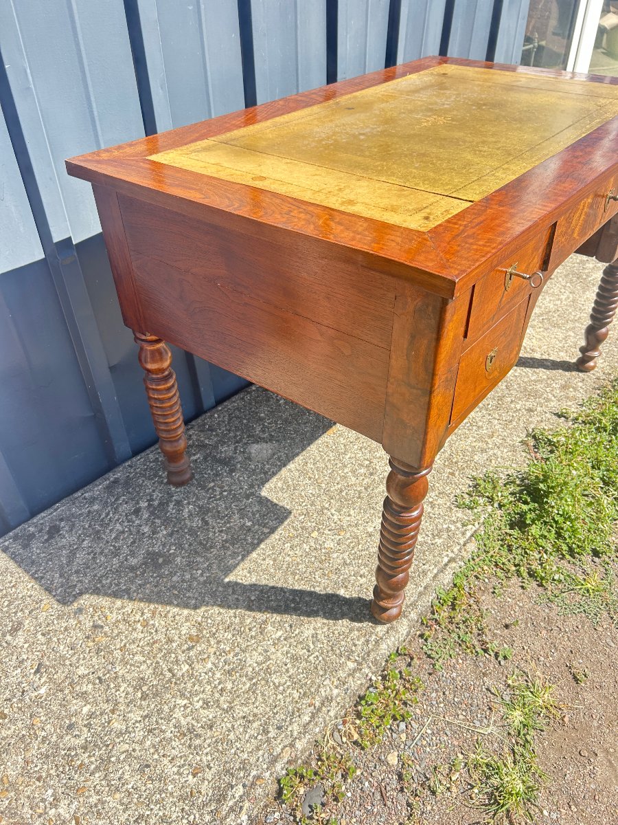 Flat-top Desk In The Louis Philippe Style, Made Of Walnut-photo-8