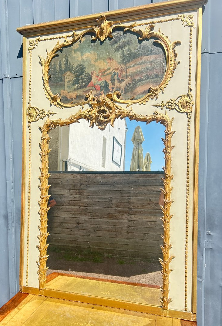 Wood Paneling Forming A Trumeau, Romantic Scene, Louis XV Style