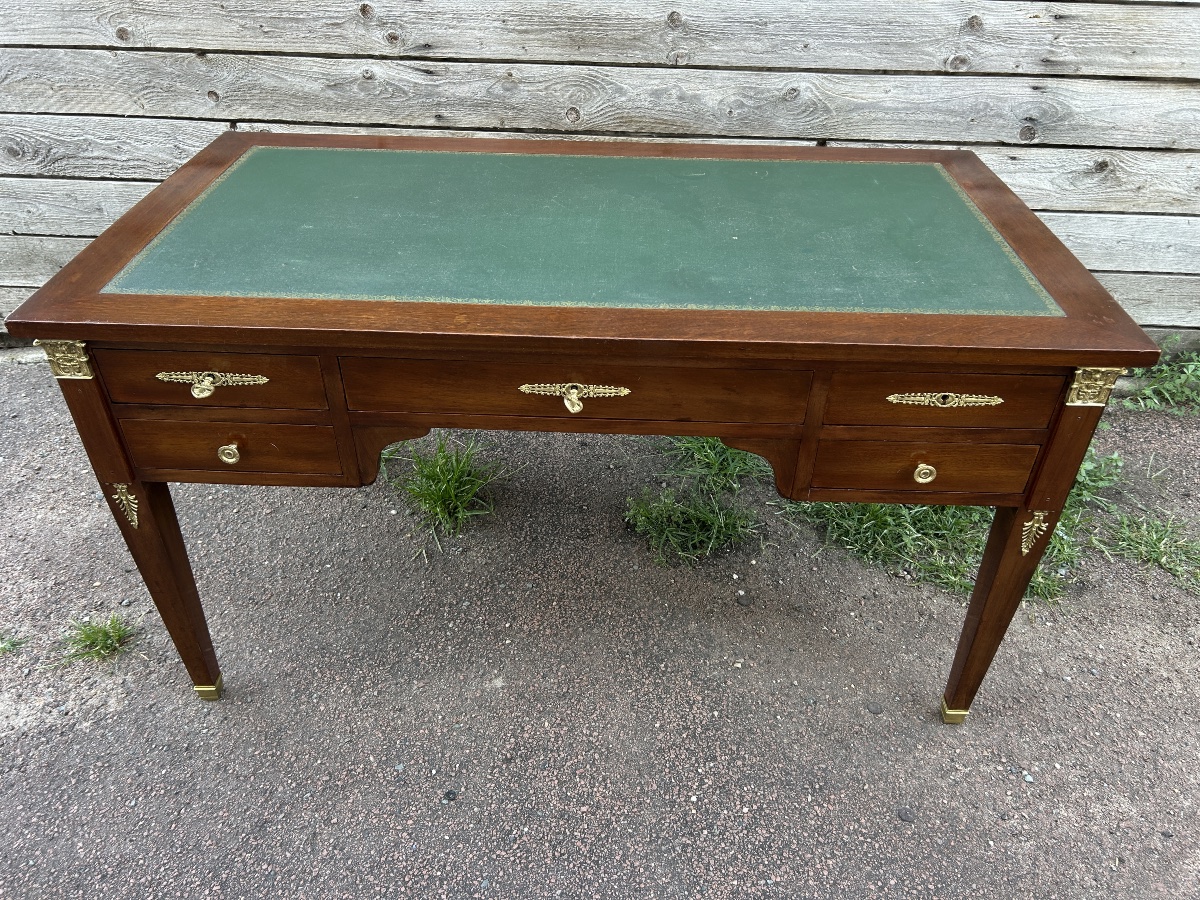 Bureau plat en acajou de Style Restauration 