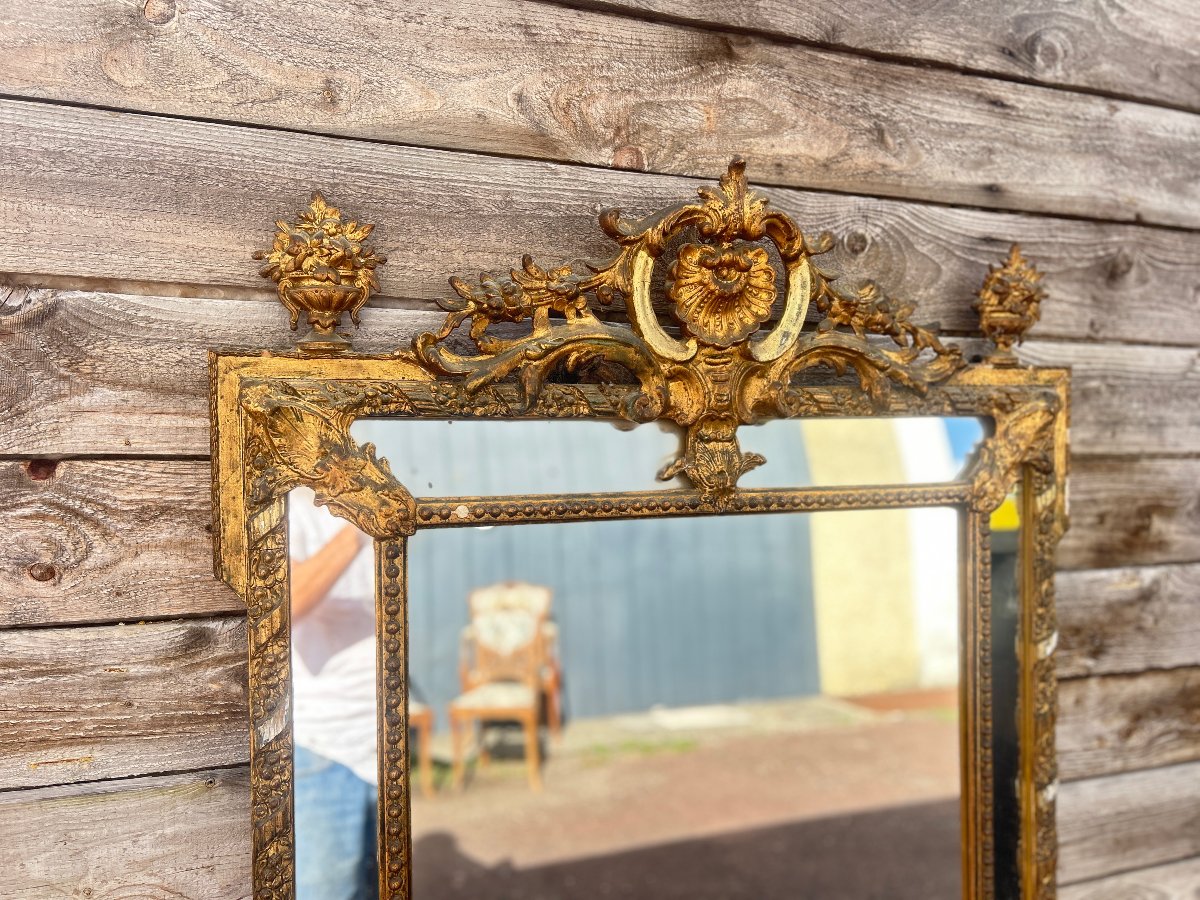 Gilded Mirror With Glazing Beads, 19th Century-photo-3