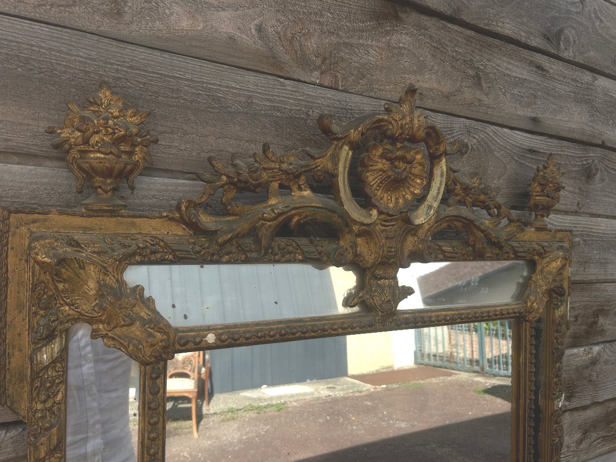 Gilded Mirror With Glazing Beads, 19th Century-photo-2