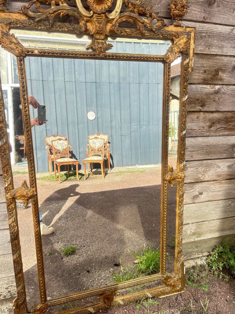 Gilded Mirror With Glazing Beads, 19th Century