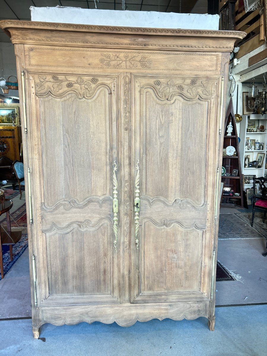 Two-door Cabinet, Louis XV Style, Stripped Wood, 19th Century