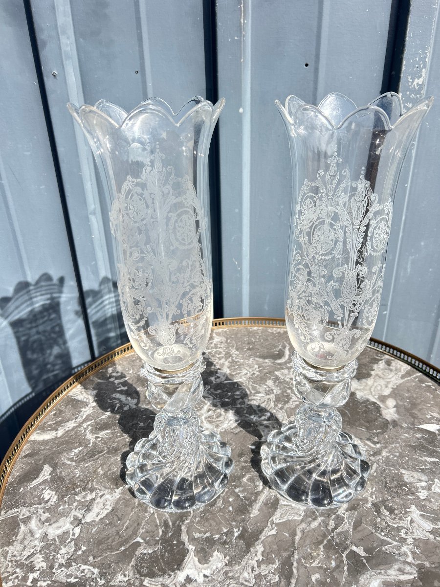 Paire de photophores en cristal de Baccarat -photo-2