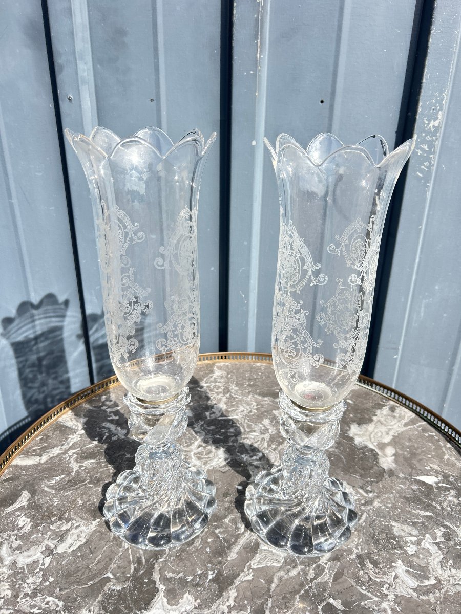 Paire de photophores en cristal de Baccarat -photo-4