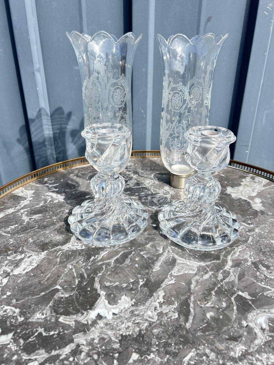 Paire de photophores en cristal de Baccarat -photo-3