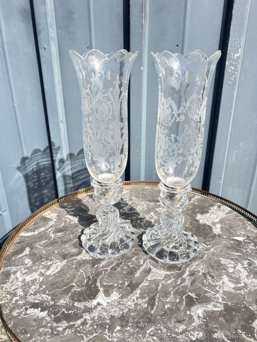Paire de photophores en cristal de Baccarat -photo-6