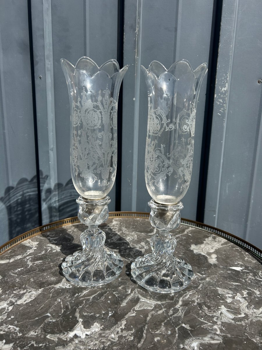 Paire de photophores en cristal de Baccarat -photo-7