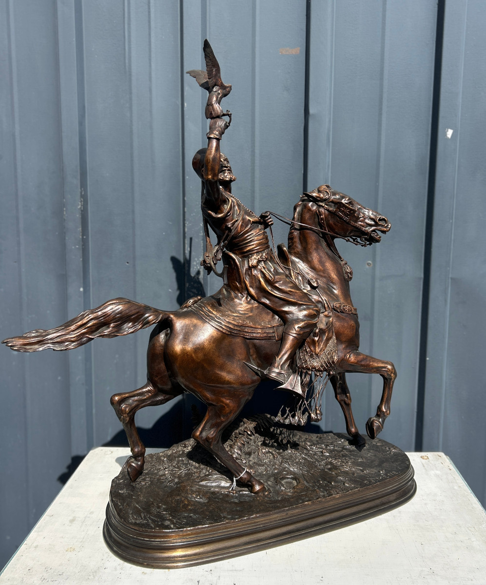 Pierre Jules Mène - Le Fauconnier Arabe à Cheval épreuve en bronze