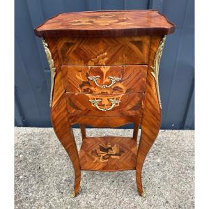 Small Louis XV Style Salon Table Inlaid