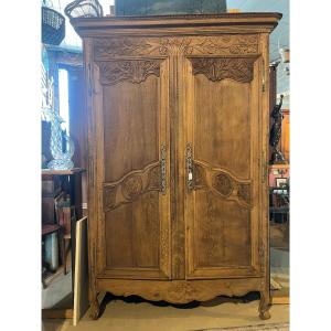 Louis XV Style Two-door Wardrobe, Solid Oak, Stripped.