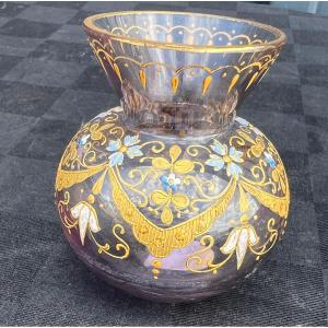 Enamelled Glass Vase, Flower Decoration