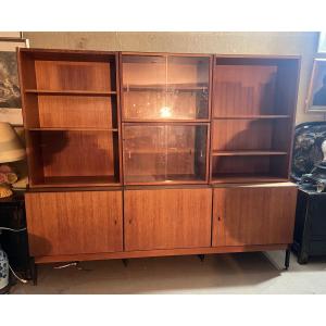 Buffet-bibliothèque en Teck , Simat, France, années 60