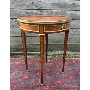 Table bouillotte marquetée , Style Directoire, XIX Siècle