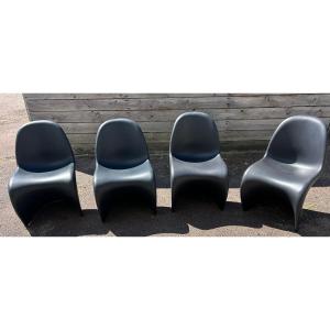 Série de 4 chaises Verner Panton Vitra noires