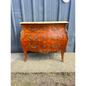 Louis XV-style Chest Of Drawers, 3 Drawers, Rosewood, Marble Top