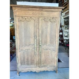 Two-door Cabinet, Louis XV Style, Stripped Wood, 19th Century