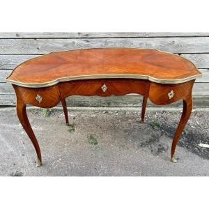 Louis XV Style Kidney-shaped Marquetry Flat-top Desk