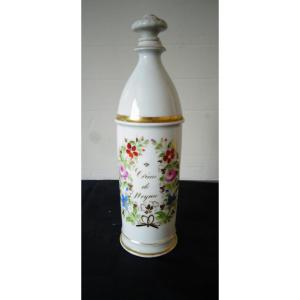 Bouteille à Eau De Vie En Porcelaine , Décor Floral