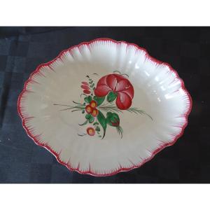 Hollow Oval Dish With Scalloped Edge With Rose And Bouquet, East XIX S.