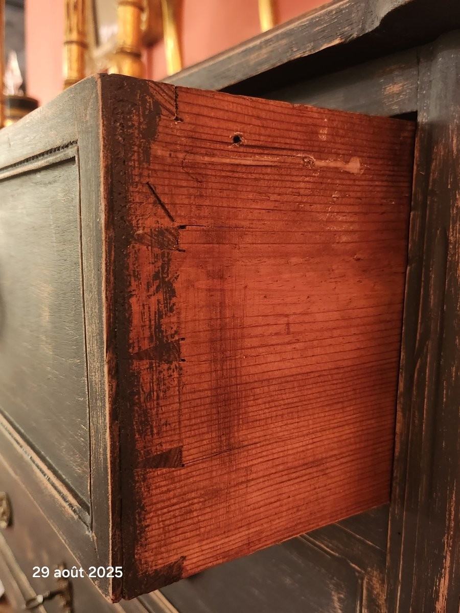 COMMODE PEINTE STYLE  LOUIS XVI  EPOQUE  DEBUT 19 EME -photo-2