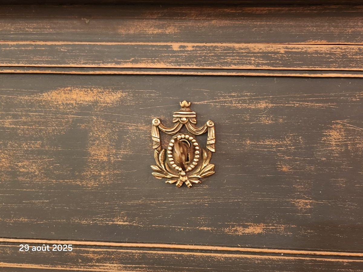 COMMODE PEINTE STYLE  LOUIS XVI  EPOQUE  DEBUT 19 EME -photo-4