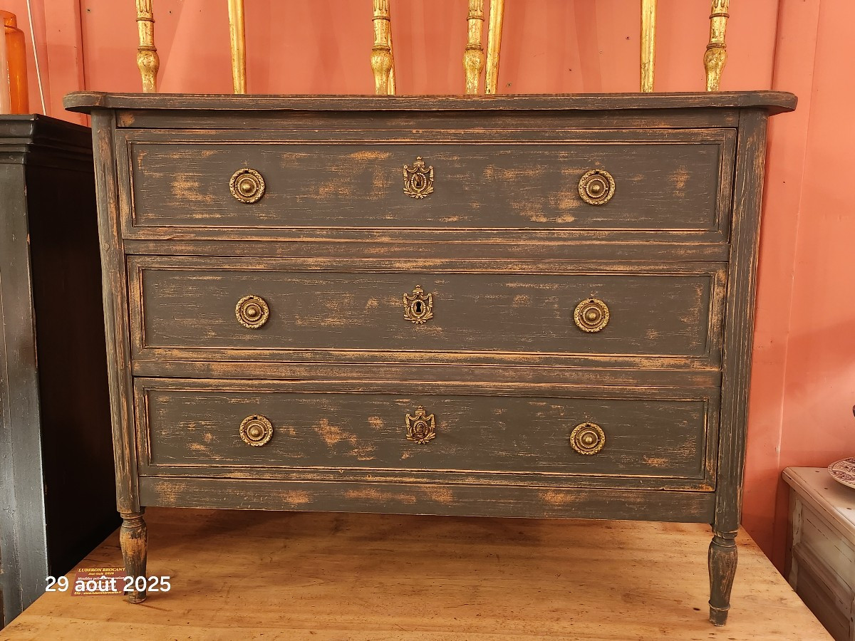 COMMODE PEINTE STYLE  LOUIS XVI  EPOQUE  DEBUT 19 EME 