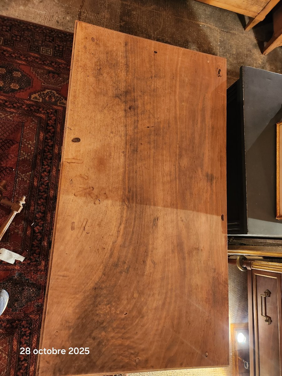 COMMODE SAUTEUSE LOUIS XVI  EN NOYER DECAPEE EPOQUE 19 EME -photo-2