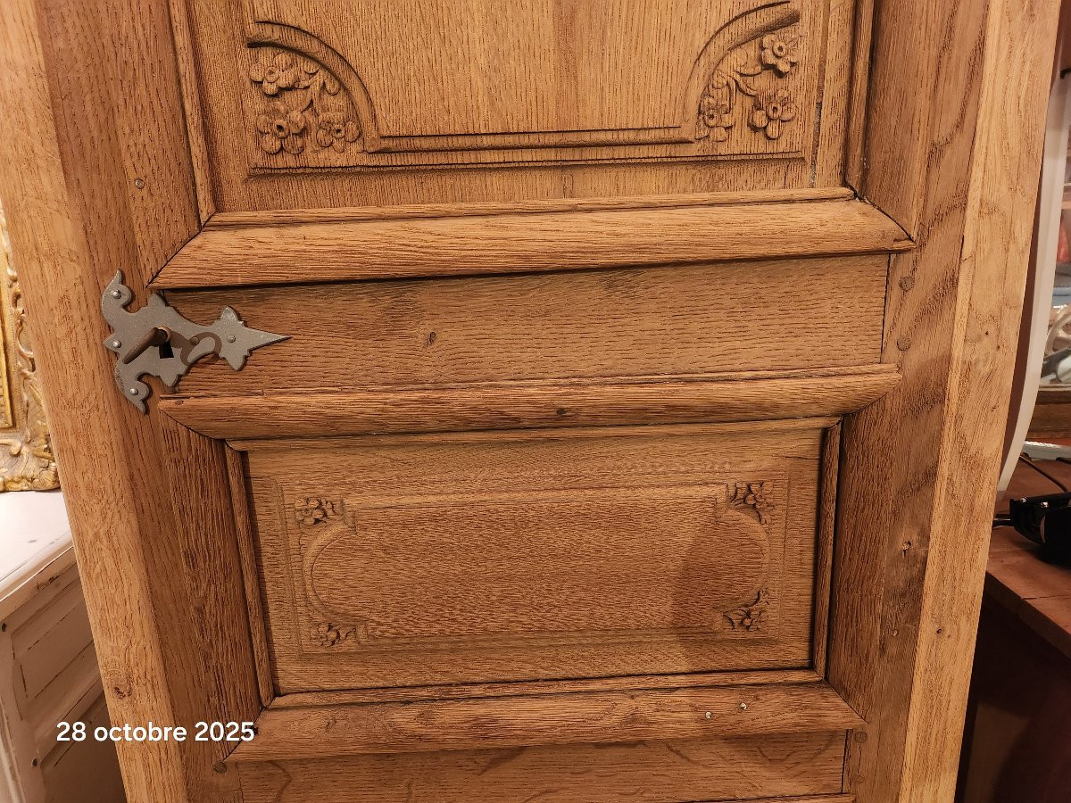 Stripped Oak Bonnetière, 19th Century-photo-2