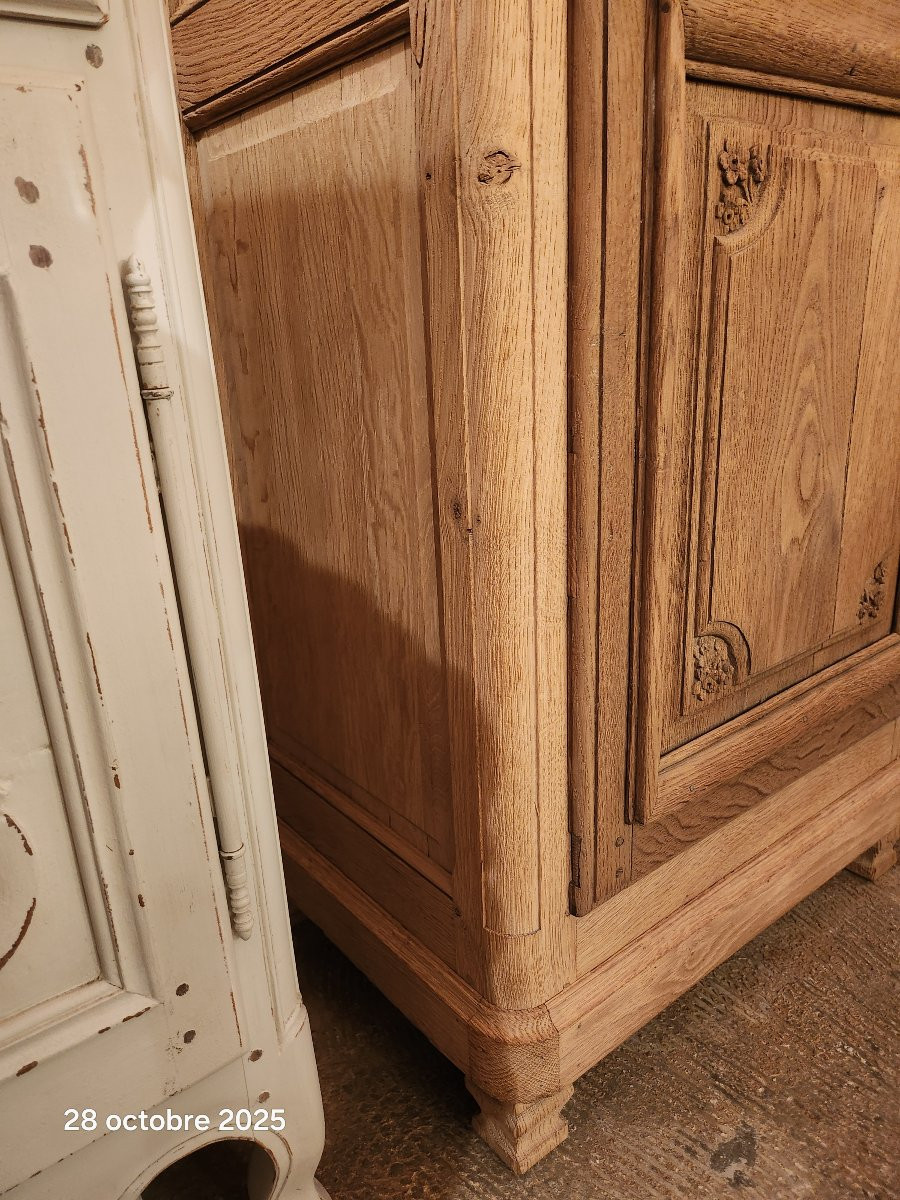 Stripped Oak Bonnetière, 19th Century-photo-6