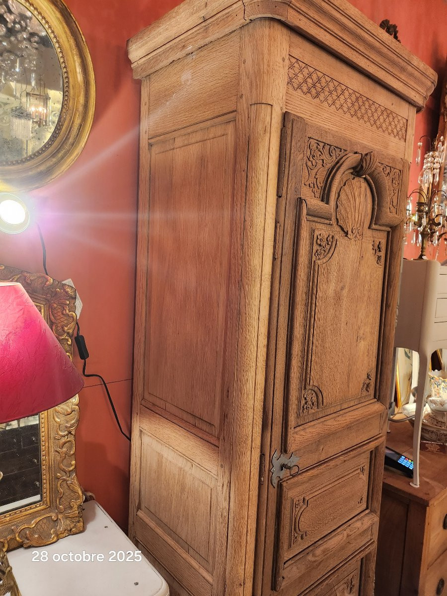 Stripped Oak Bonnetière, 19th Century-photo-7