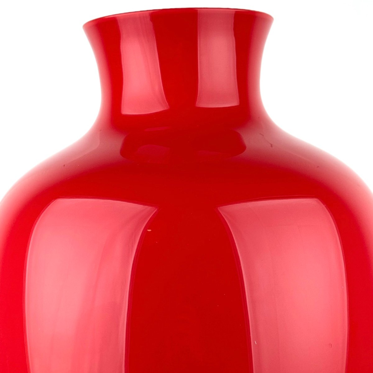 Paolo Venini Vase Labuan Rouge Signé 1985 Murano -photo-2