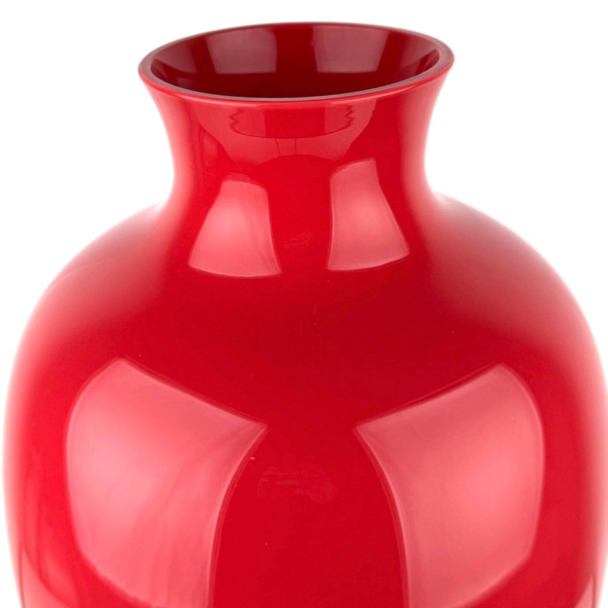 Paolo Venini Vase Labuan Rouge Signé 1985 Murano -photo-3