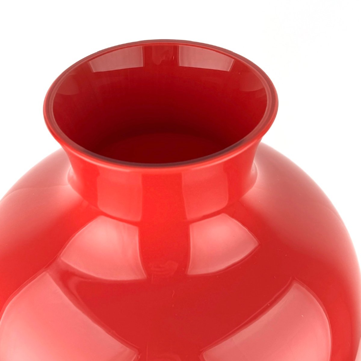 Paolo Venini Vase Labuan Rouge Signé 1985 Murano -photo-4