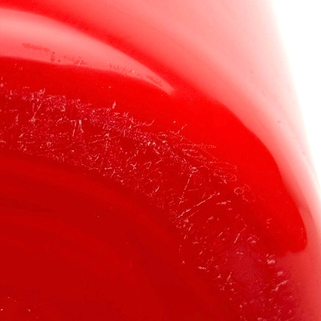 Paolo Venini Vase Labuan Rouge Signé 1985 Murano -photo-4