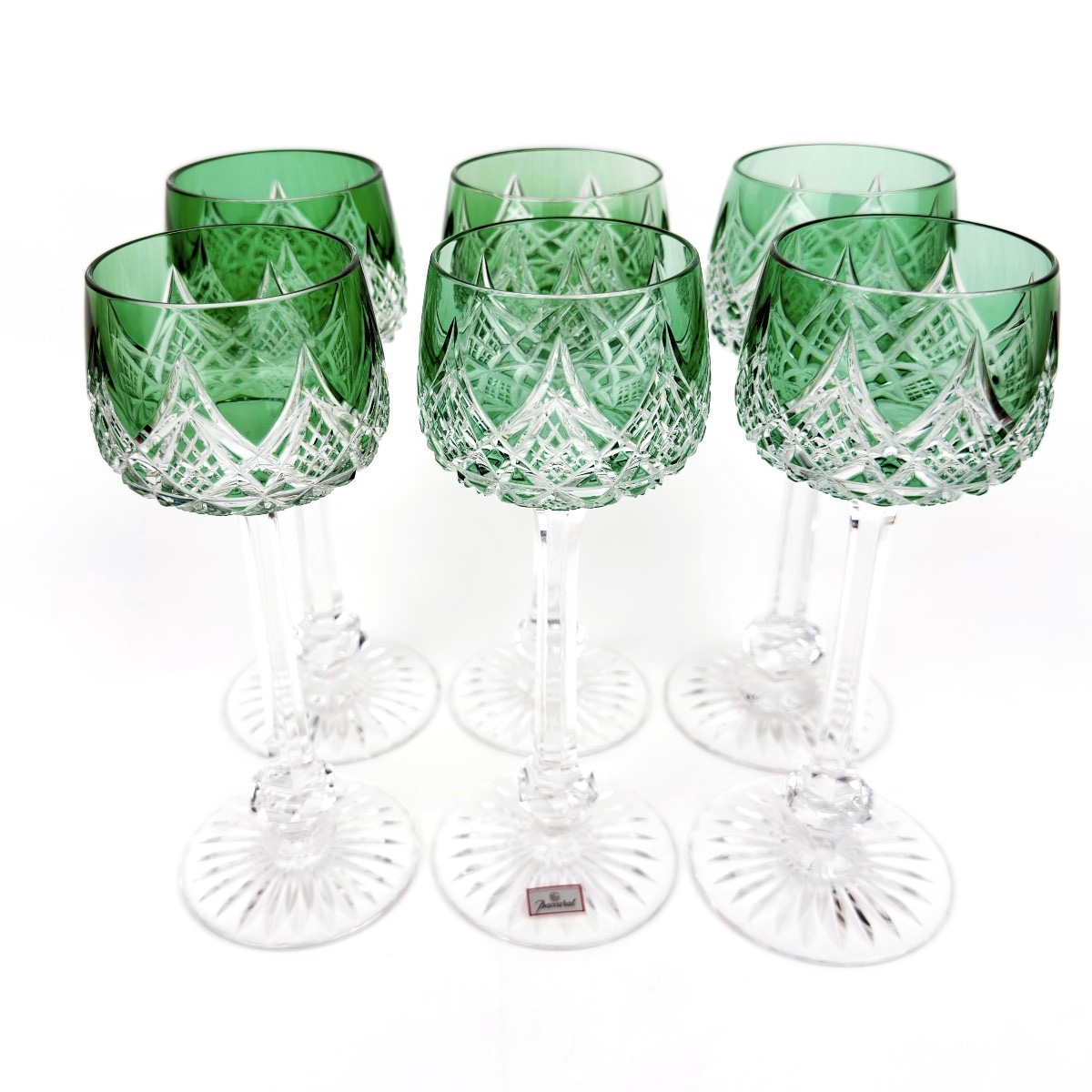 Baccarat – 6 verres Roemer modèle Colbert vert