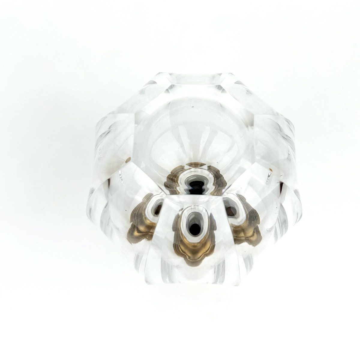 Signed Baccarat Crystal Staircase Ball Finial – 19th Century, 8 Facets, Bronze Base-photo-3