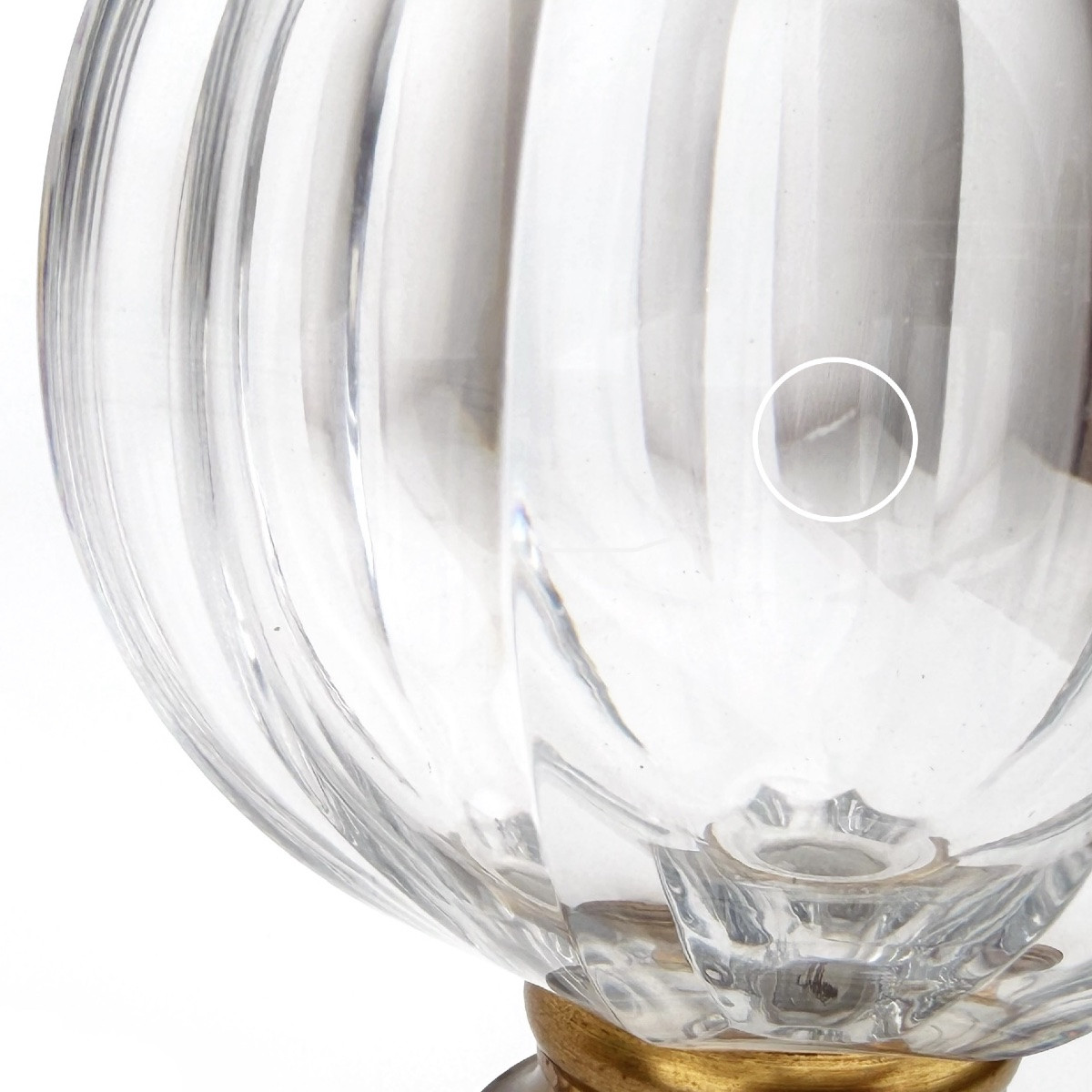 Signed Baccarat Crystal Staircase Ball Finial – 19th Century, 8 Facets, Bronze Base-photo-5