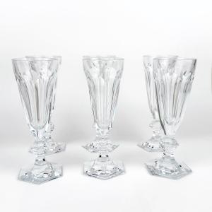 6 flûtes à champagne en cristal – Baccarat, modèle Harcourt 1841