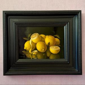 Carlos Laharrague Rodríguez-Bauza  - Nature morte aux citrons sur fond noir