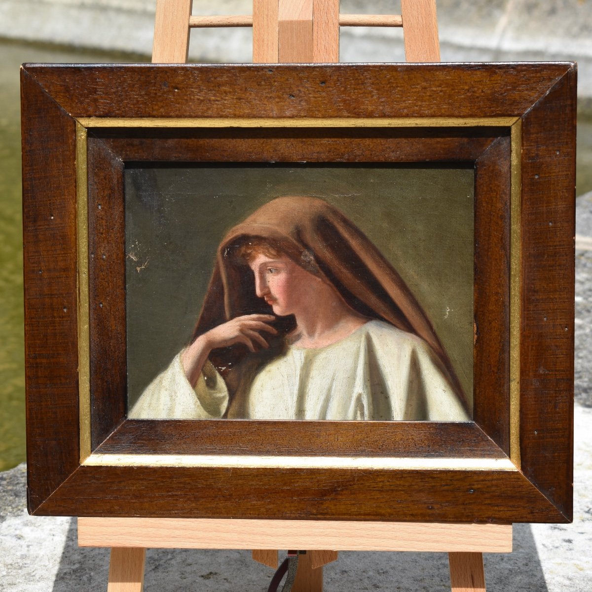 &Eacute;cole italienne du XIXe - Portrait de jeune homme - Huile sur carton-photo-2