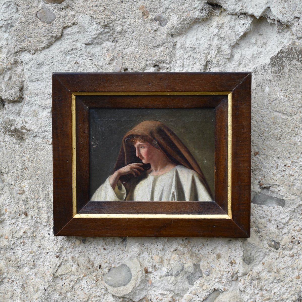 &Eacute;cole italienne du XIXe - Portrait de jeune homme - Huile sur carton-photo-3