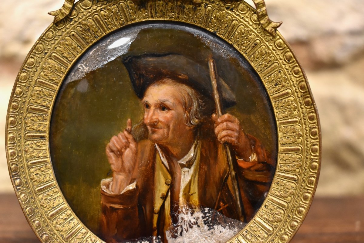 Silvestre David MIRYS (1742-1810) ? - Portrait d’un colporteur - Miniature - Fin XVIIIe-photo-4